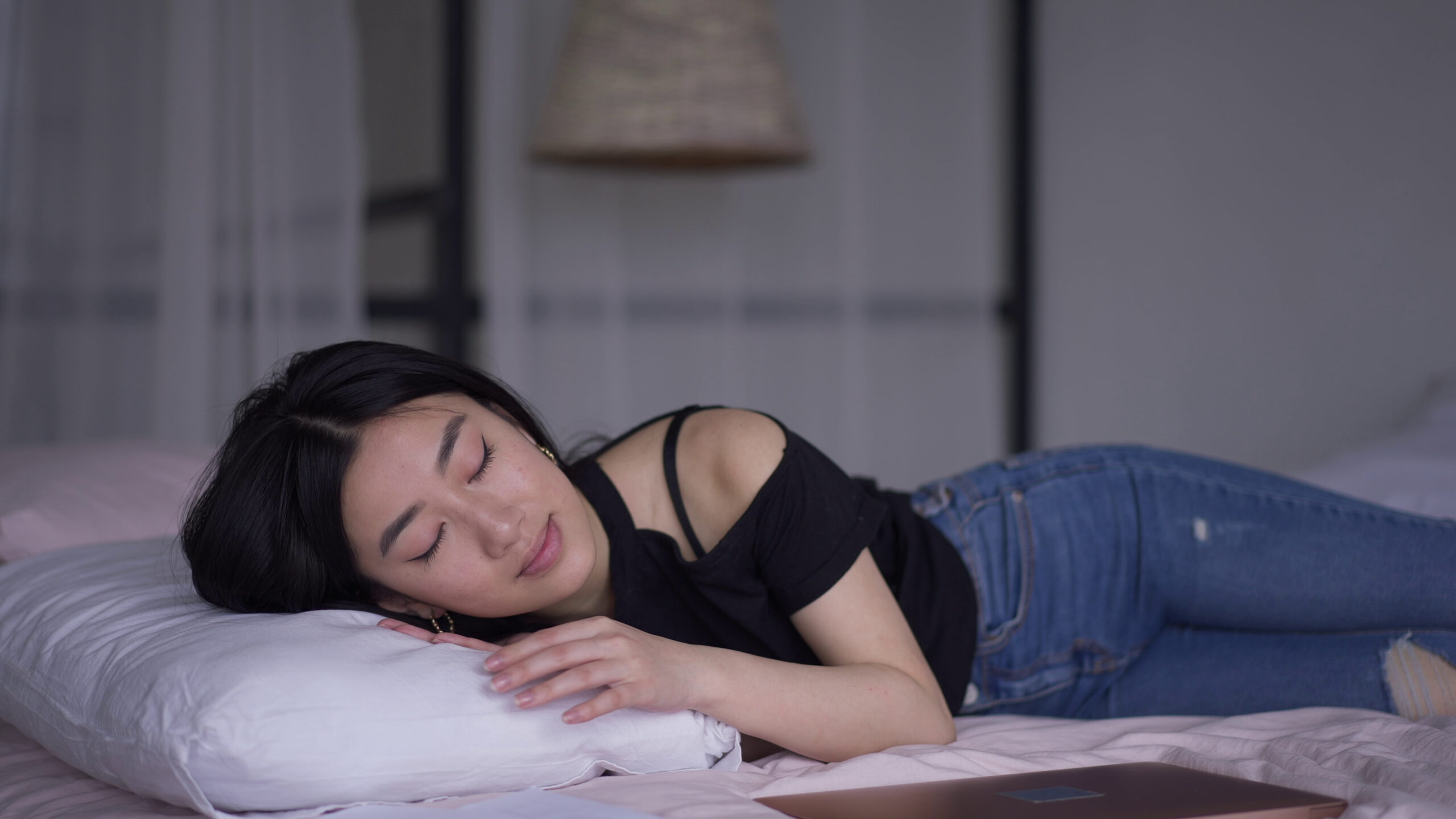 Person relaxing in bed